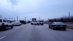 Train smashes through truck