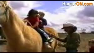Horse goes mad with 4 kids on his back