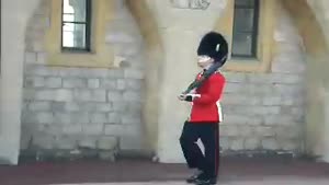 British guard throws up during shift