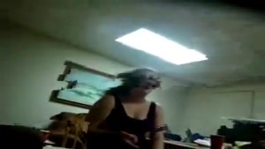 Drunk girl falls through glass table