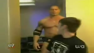 Wrestler Batista interrupted by fan