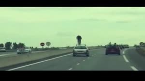 Insane cyclist on highway