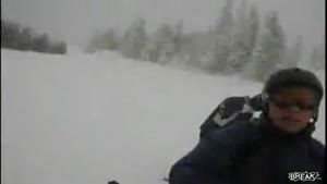 Skier freaks out after crash