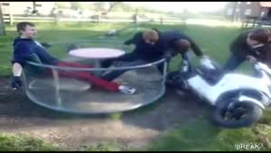 Motorcycle-Powered Carousel Fail