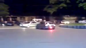 Stunt driver hits cop car