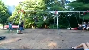 Chick Face Plants Off Swing!