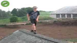 Kid owned on rooftop