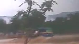 Crossing Flood By Truck Goes Terribly Wrong