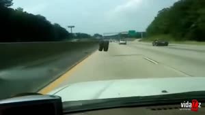 Jumping Tire On The Highway