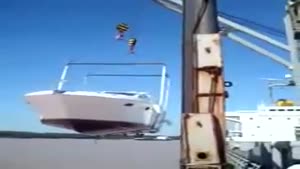 Expensive Boat Falls From Crane