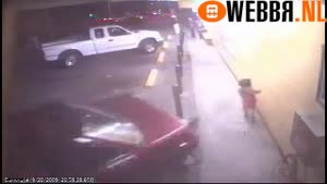 Lucky Kid After Car Crashes Into Poles