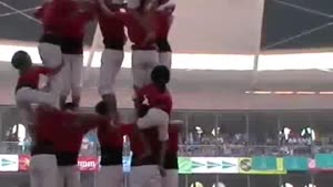 Human Tower Collapses