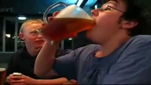 Swallowing A Full Glass Of Beer