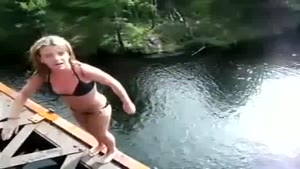 Brave Girl Dives From Train Bridge