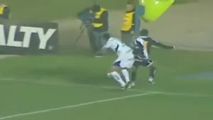 Brazilian Soccer Player Gets Knocked Down Sairs During Play