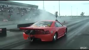 Mustang Catches Air During Drag Race