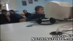 Little Kid Behind Computer