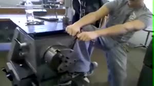 Guy Gets His Leg Stuck In Machine