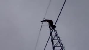 Crazy Guy On Electricity Wires