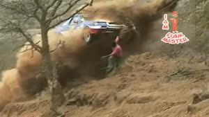 Rally Car Scares Spectator