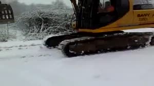 Excavator Sledding