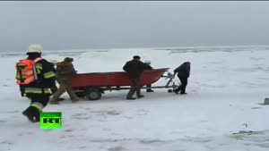 Firefighters Save Deer On Drifting Ice