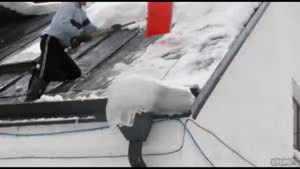 Clearing Snow Off The Roof Fail