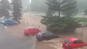 Australian Flood Washes Away Cars