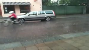 Cyclist Rides Face First Into Parked Volvo
