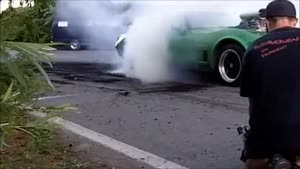 Corvette Catches Ablaze During Burnout