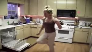 Girl Dancing In The Kitchen Wipe Out