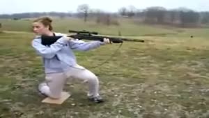Girl Gets Recoil In Her Face