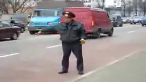 Drunk Russian Police Man In Moscow