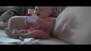 Baby Laughing Hysterically at Ripping Paper