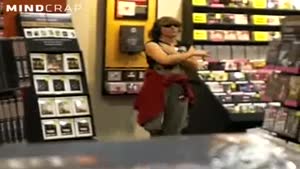 Crazy Lady Dancing At HMV