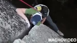 Hungover Rock Climber Gets His Knee Stuck