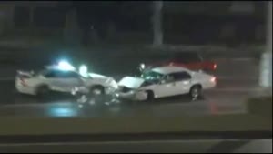 Cop Car Slammed By Speeder