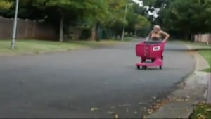 Blonde Shopping Trolley Stunt Fail