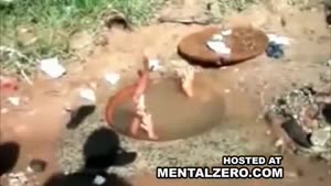 Middle Eastern Kids Turn Sewer Into Hot Tub