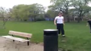 Trash Can Jumping Attempt Gone Wrong