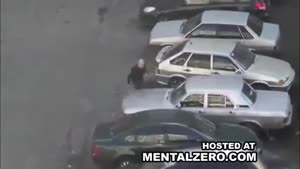 Meth head destroying random cars