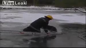 Firefighters Rescue Dog From Frozen Lake