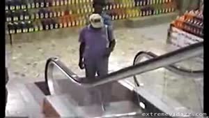 Old Man Doesn't Understand The Escalator