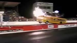 School Bus Does A Wheelie