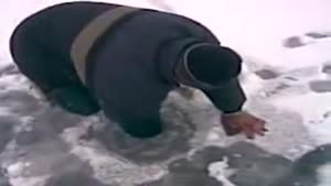 Ice Fishing With Bare Hands In Russia