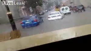 Faceplants During Heavy Rain In Russia