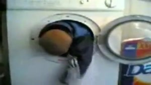 Boy Gets In The Washing Machine