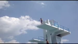 Bellyflop From High Diving Board