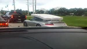 Transporting A Matrass With The Porsche