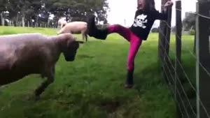 Mean Girl Get's Attacked By Angry Goat